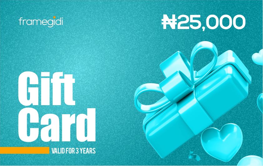 Blue custom-framing gift-card worth N25,000