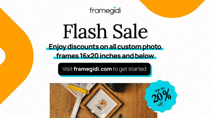 Flash sale on custom frames: 16 by 20 inches and below