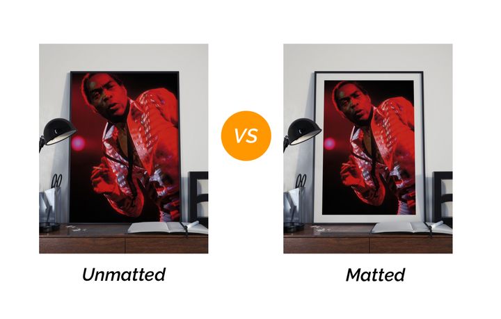 Sample image showing difference between a matted and unmatted frame. 